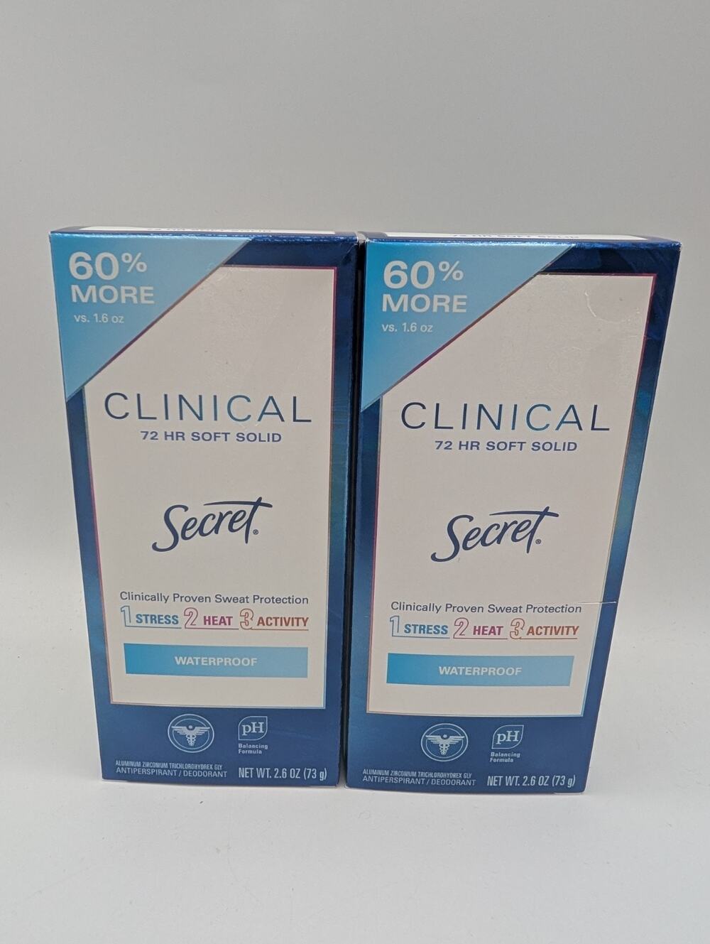 (2) Secret Antiperspirant Deodorant Clinical Strength 72Hr Waterproof Soft Solid
